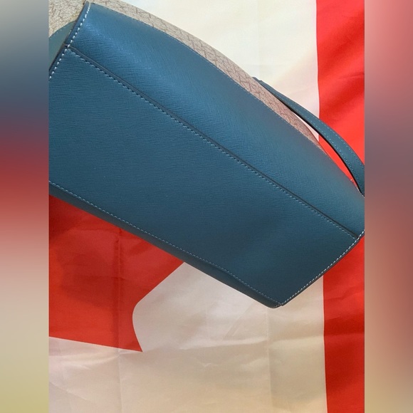 CALVIN KLEIN Blue Brown Khaki SHOULDER TOTE BAG - Picture 5 of 8